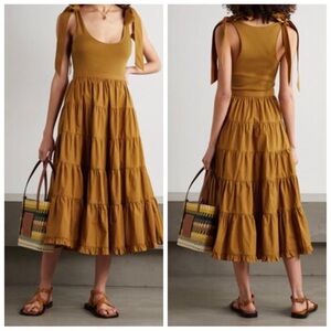 Ulla Johnson Mustard Tiered Midi Dress